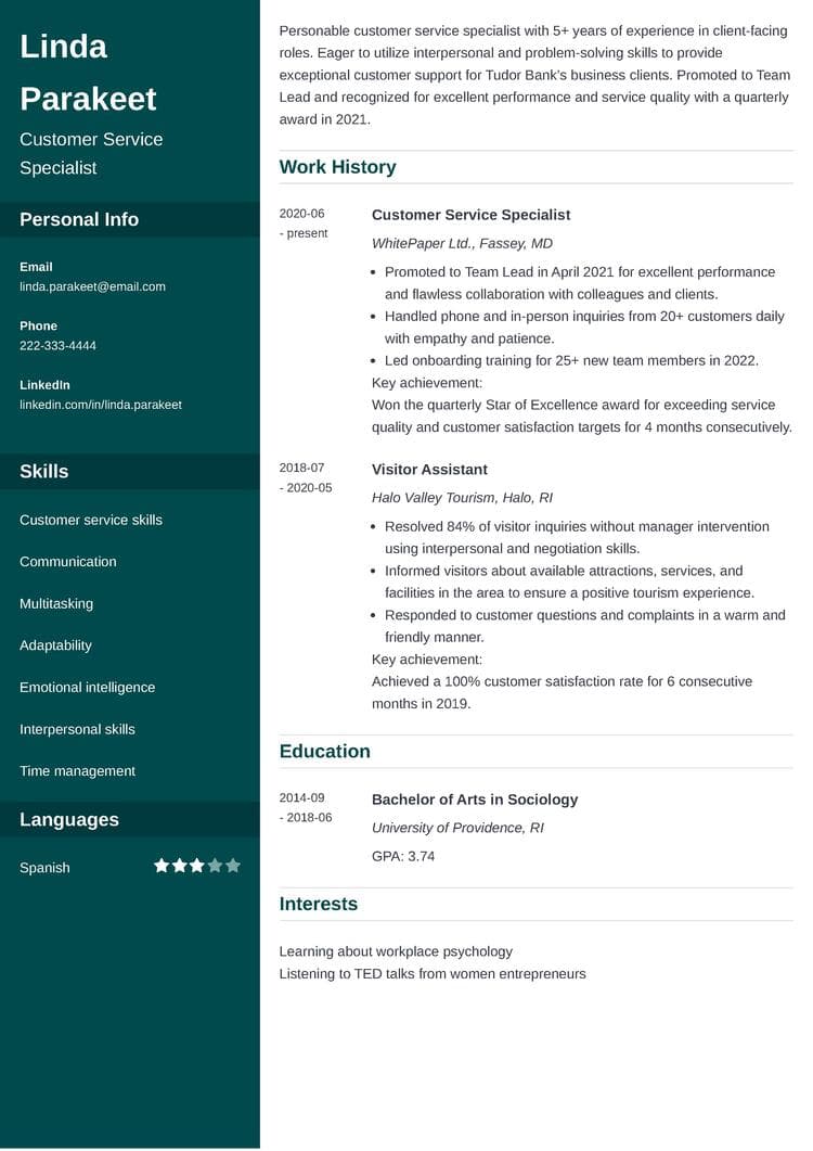sample resume example made with ResumeLab builder