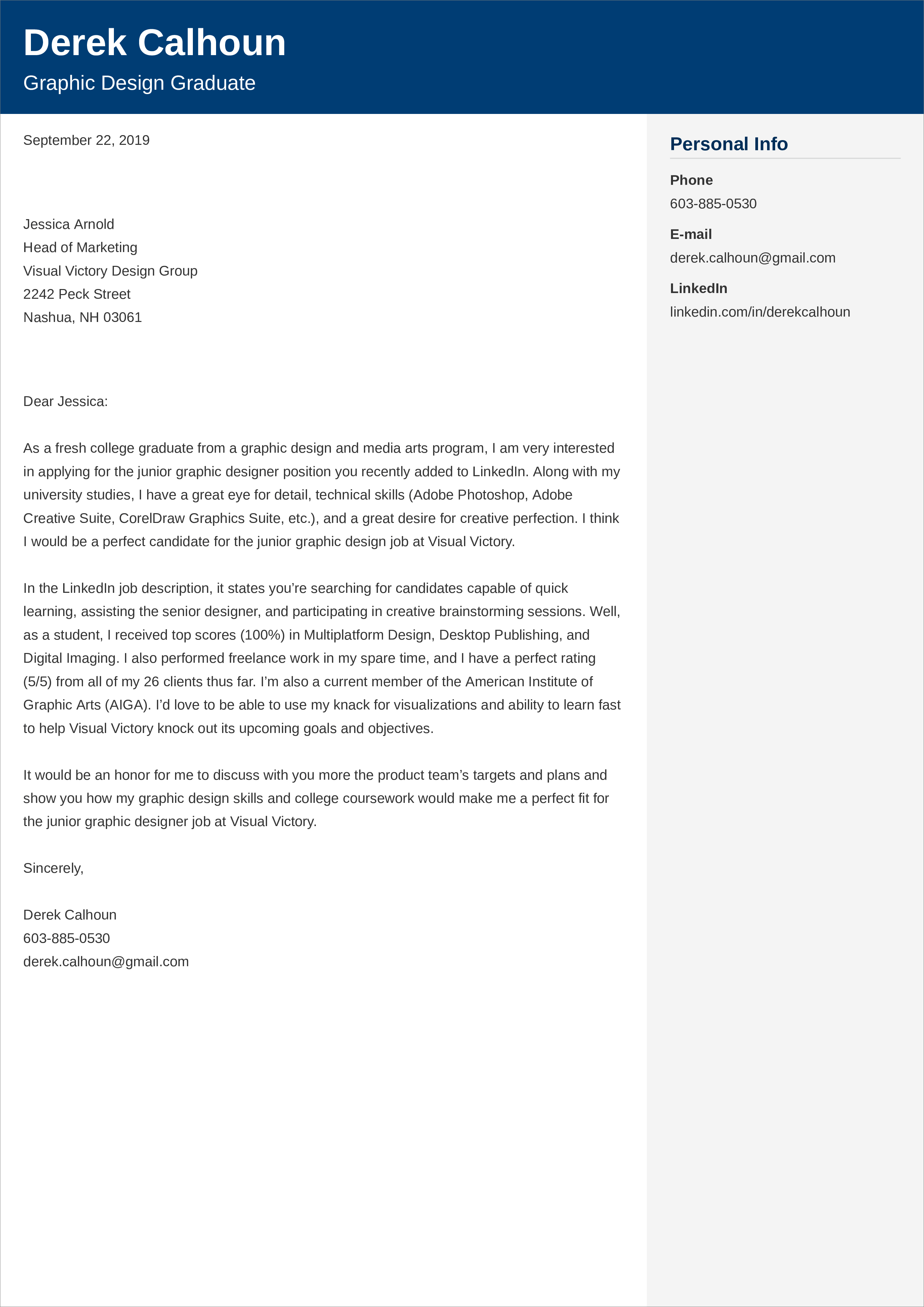 application letter for a job as a designer