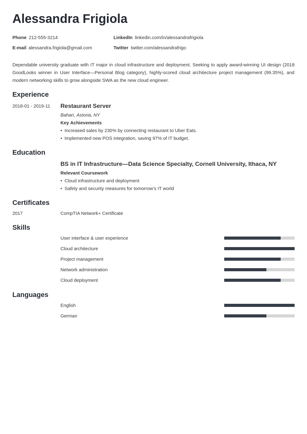 entry level resume examples for students