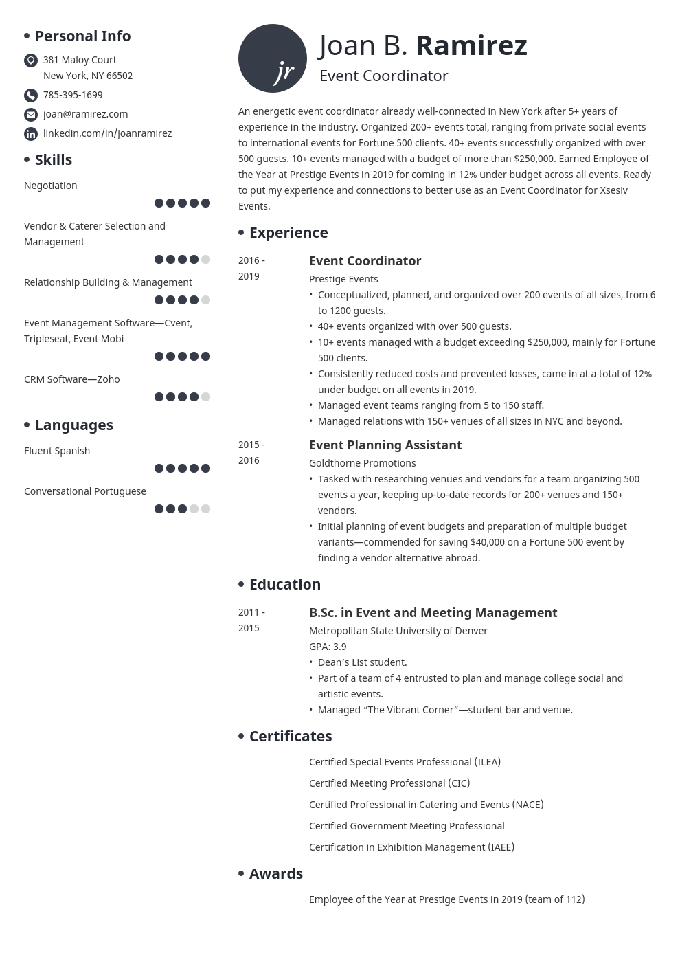 Event Coordinator Resume Sample Guide And 25 Tips