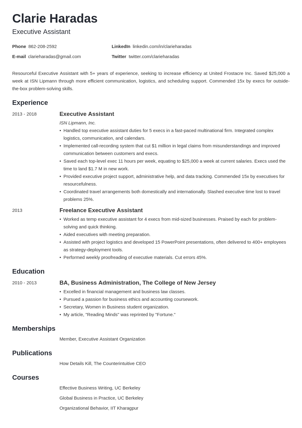 Executive Assistant Resume Examples & Writing Tips for 2024