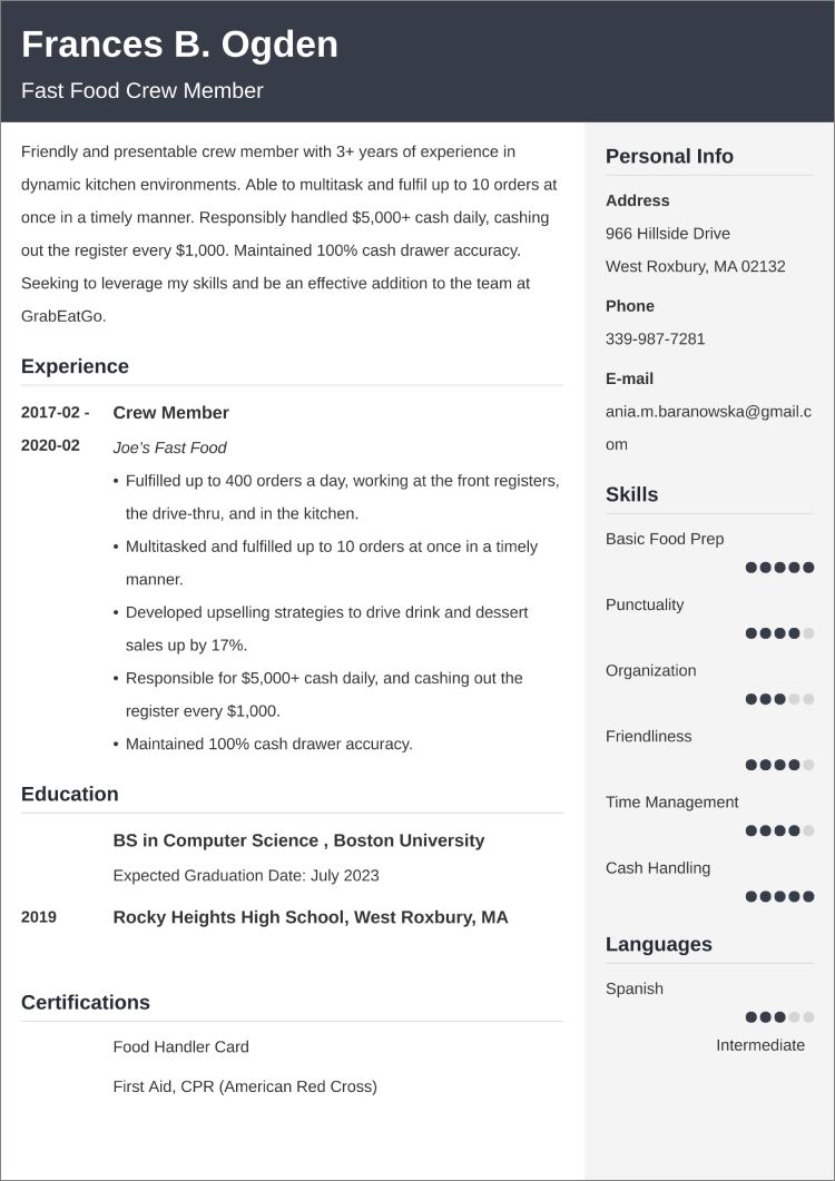 2022 Chef Resume Example Guide Myperfectresume Images And Photos Finder