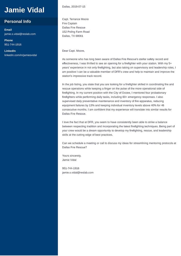 Firefighter Cover Letter Template Prntbl concejomunicipaldechinu gov co