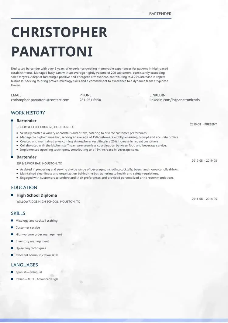 Ceramica resume format