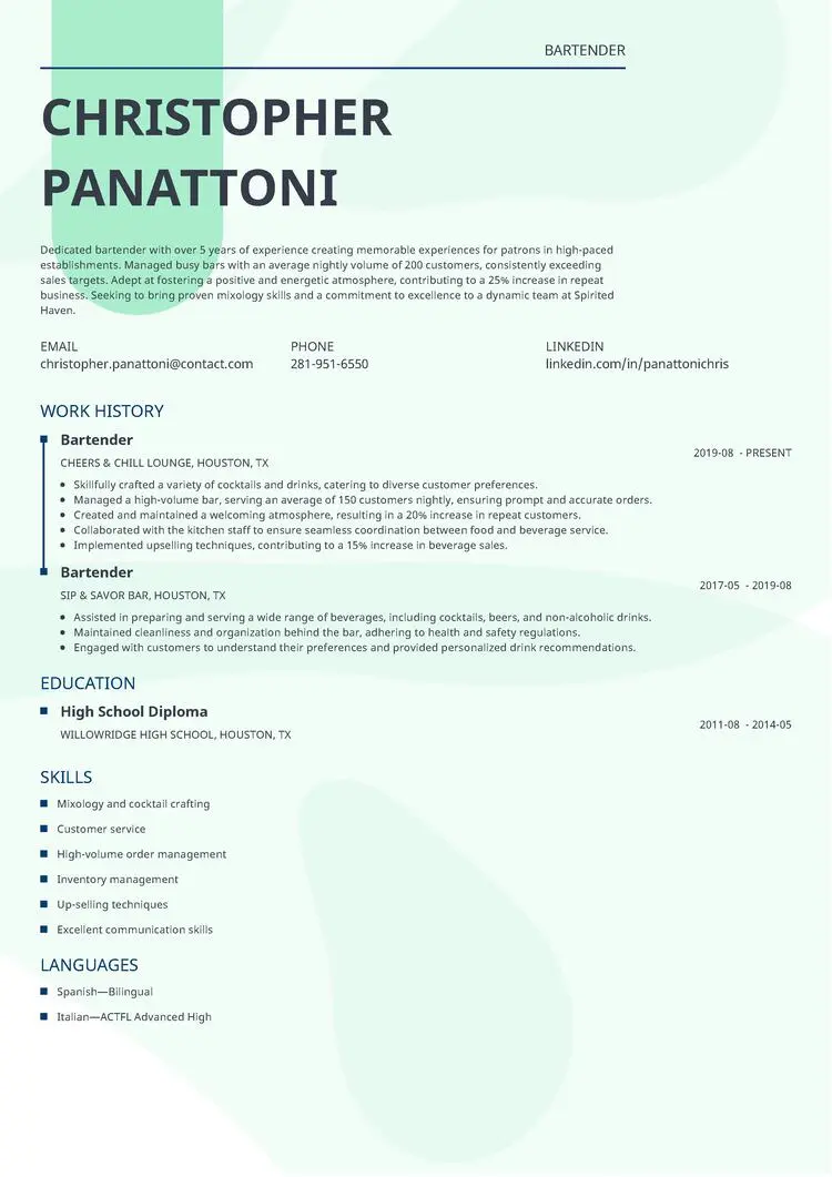 Lumina resume format