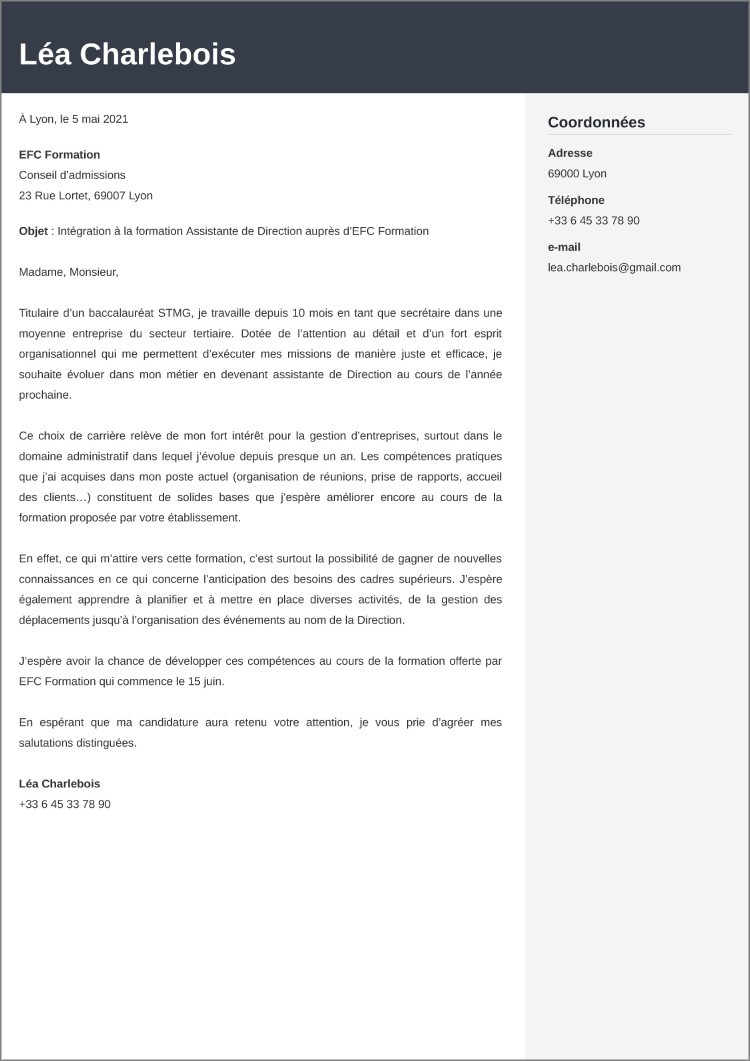 Lettre De Motivation Formation Distance GMBX
