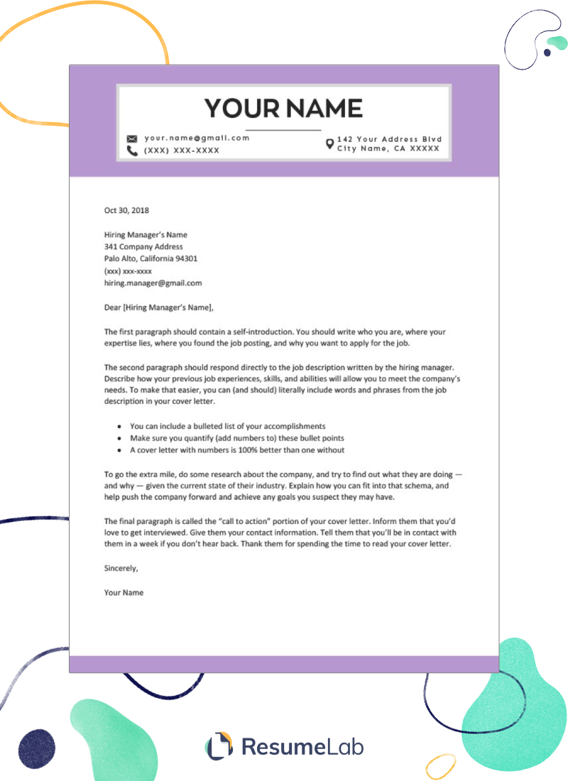 free cover letter template in word