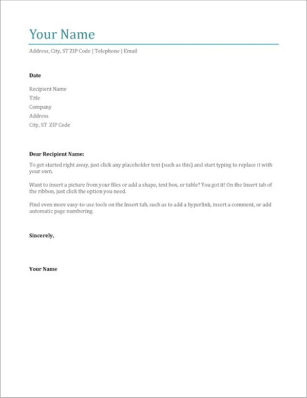 microsoft word resume cover letter template download