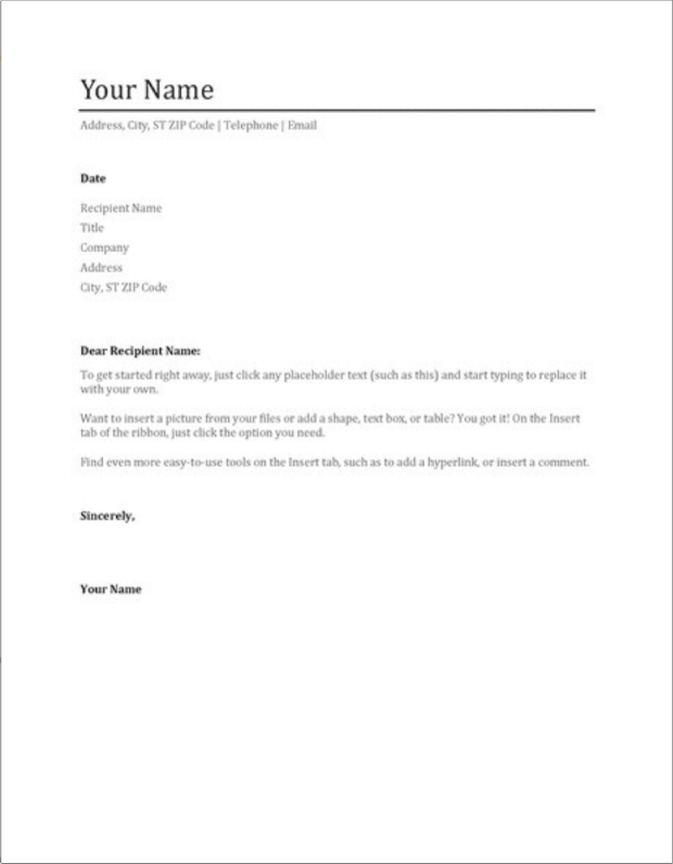 cover letter word templates download