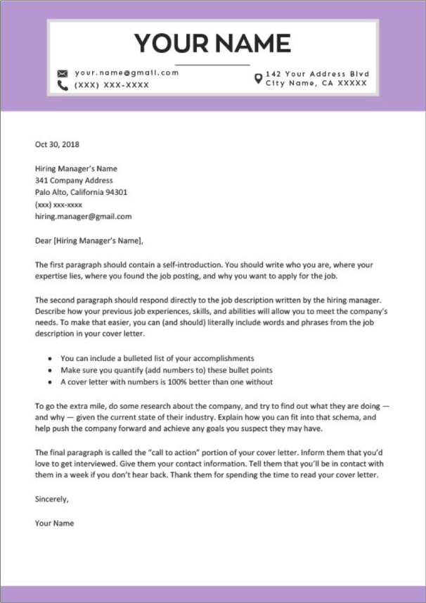 free cover letter template word