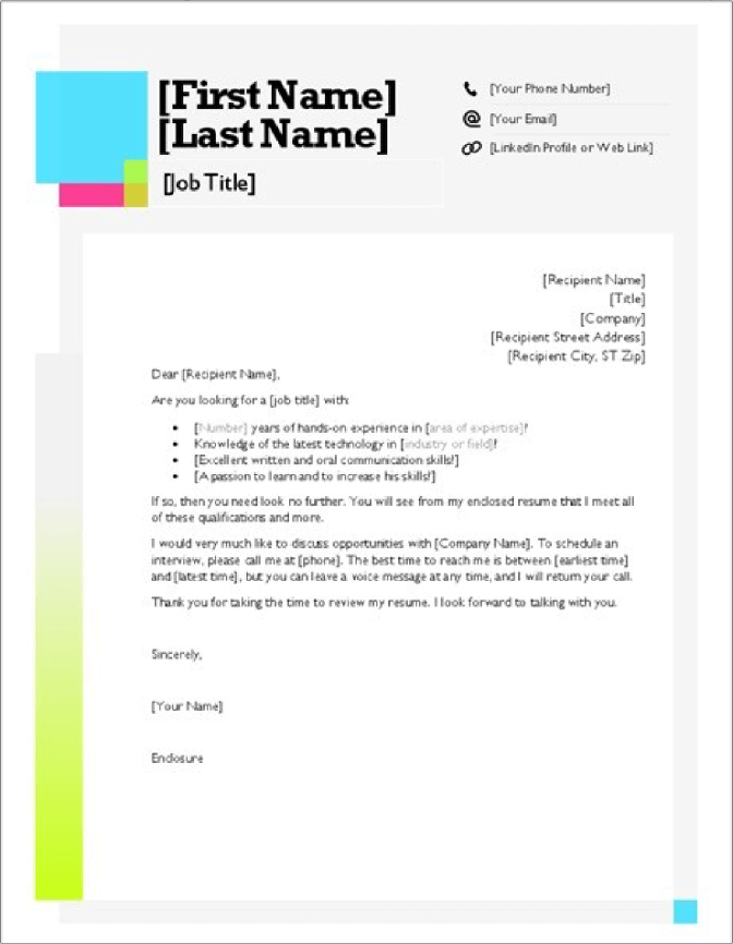 50 Cover Letter Templates Microsoft Word [Free Download]