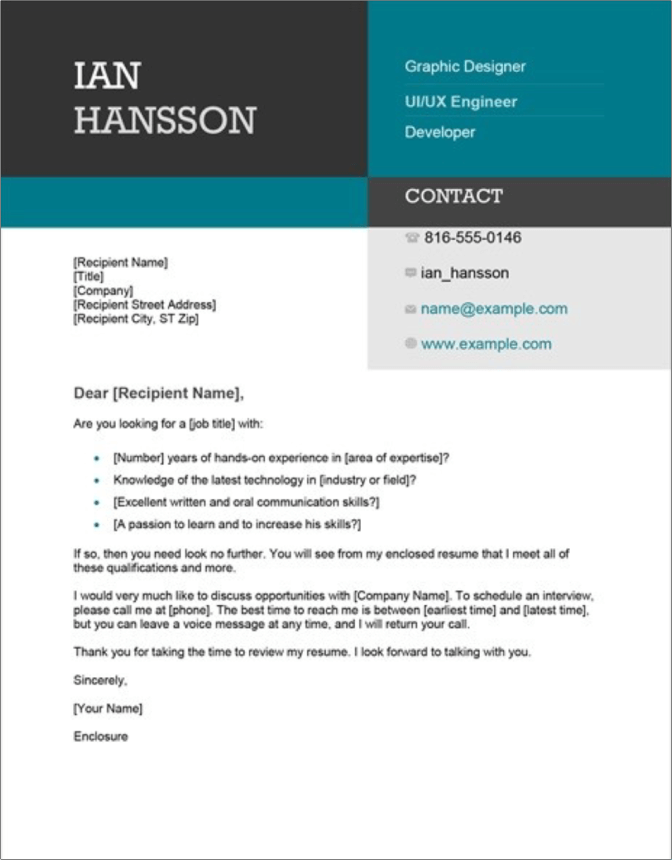 free cover letter template word