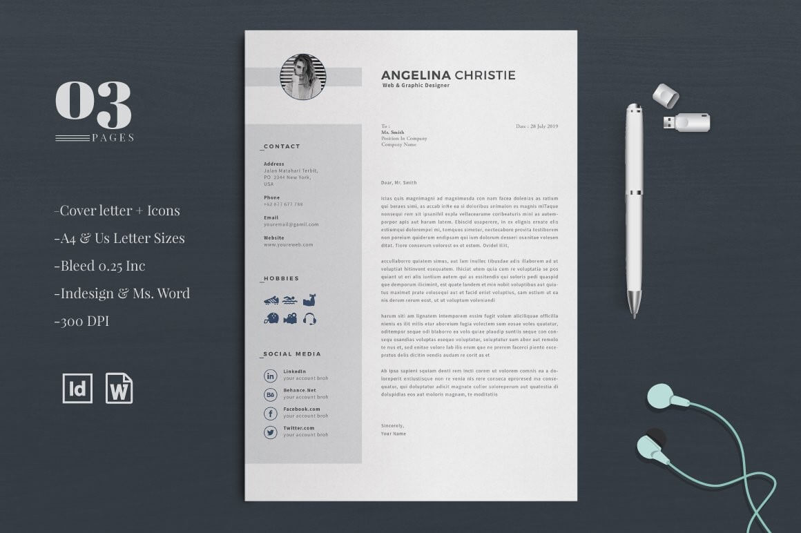 Application template Word CV German cover letter | Cover page motivation letter and attachment directory Modern design #13