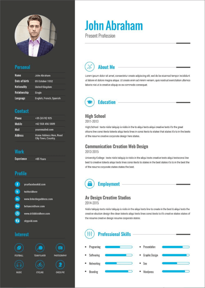 indesign resume template free download 2018