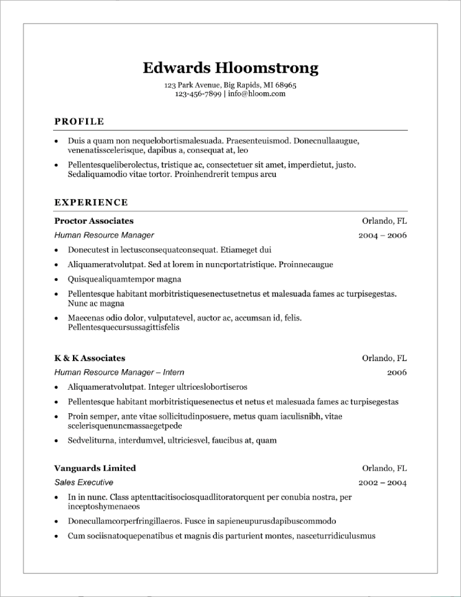 best resume format template