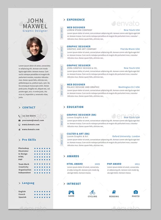 Clean Word Resume Template from Graphicriver