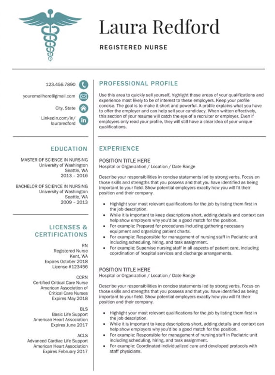 Nurse Word Resume Template from Creativemarket