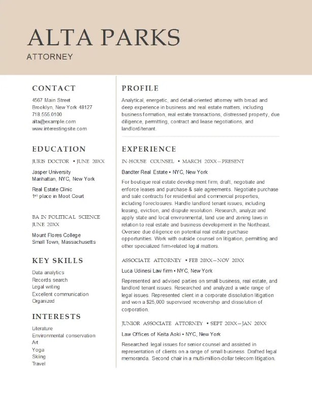 Attorney Free Word Resume Template