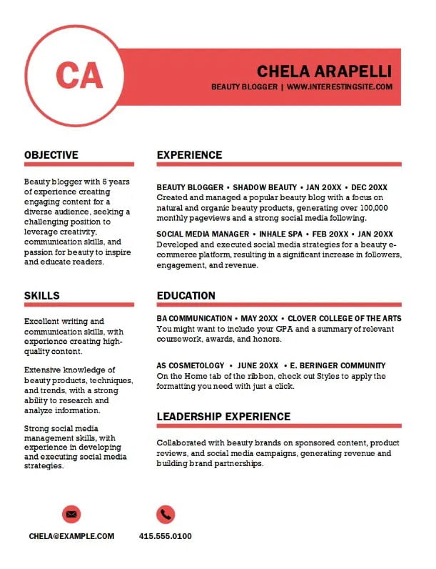 Polished Free Word Resume Template