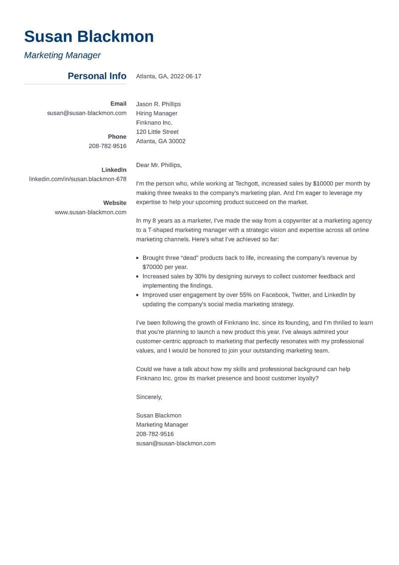 Plain Text Cover Letter Samples