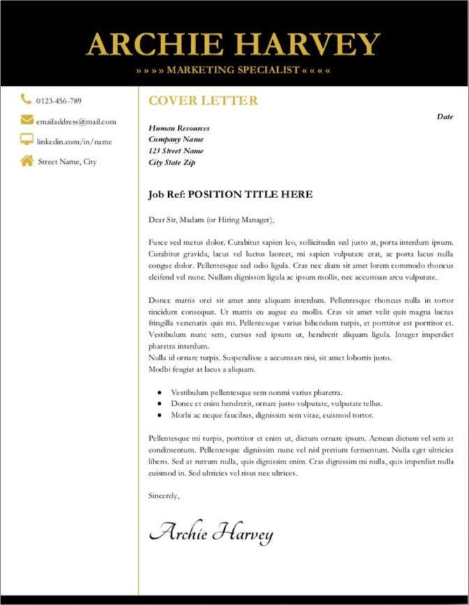google cover letter template