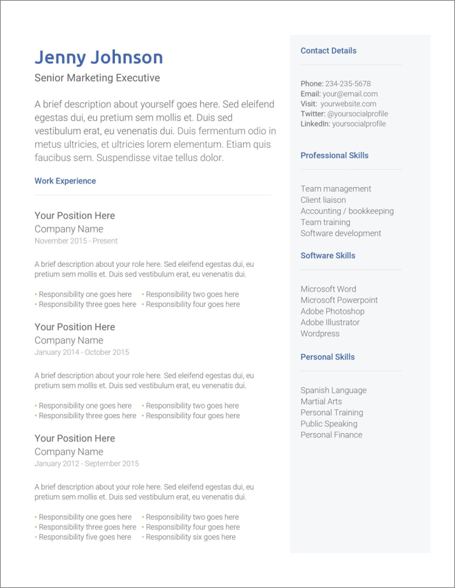 free simple resume template in google