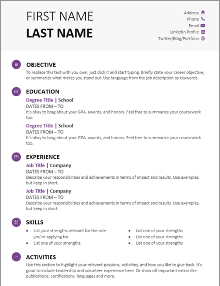 google document template resume