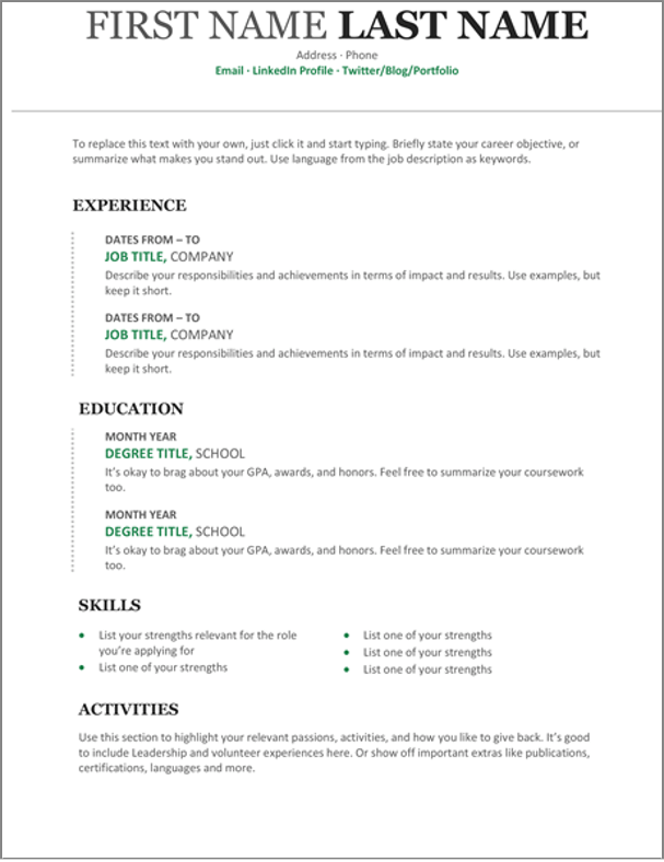 resume template google docs free download