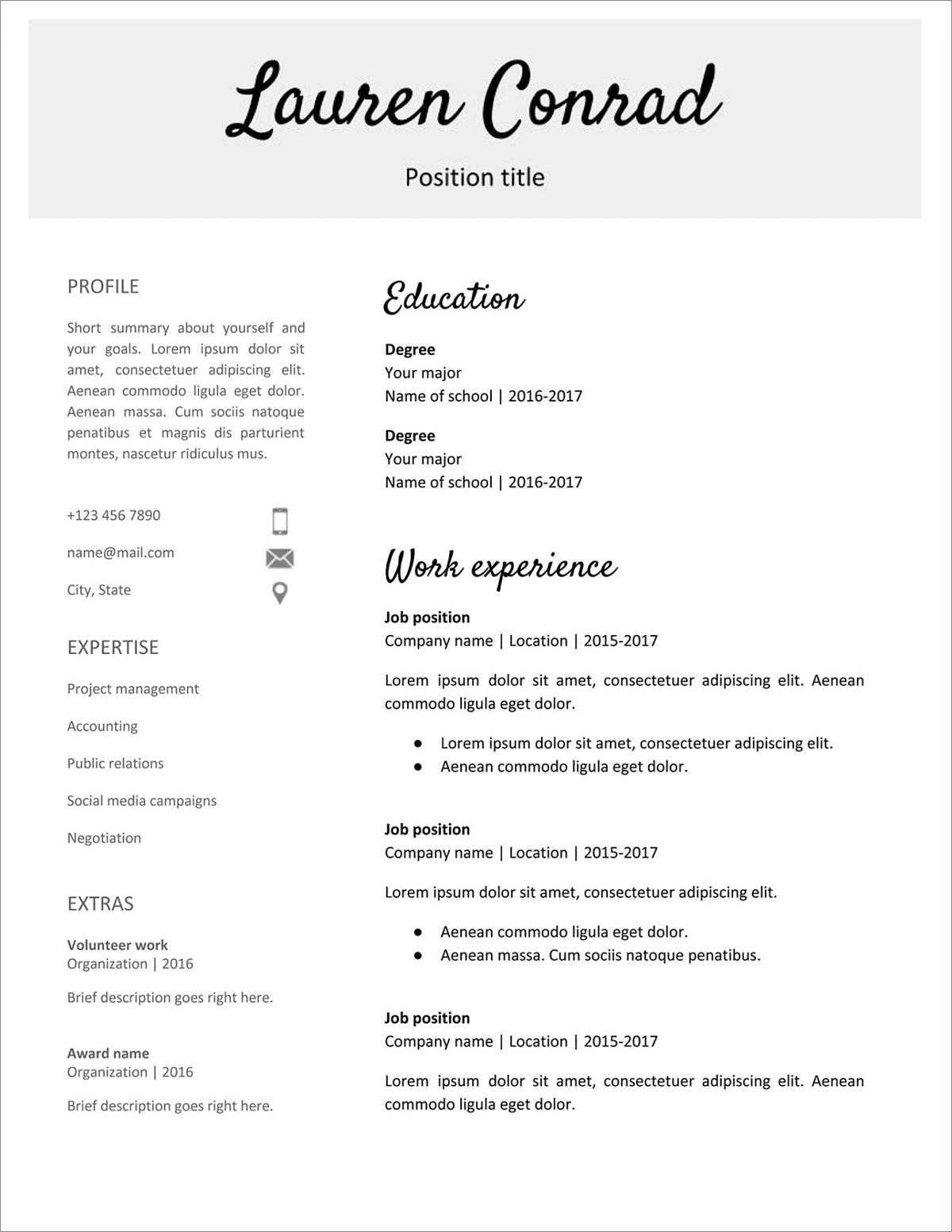 google document template resume
