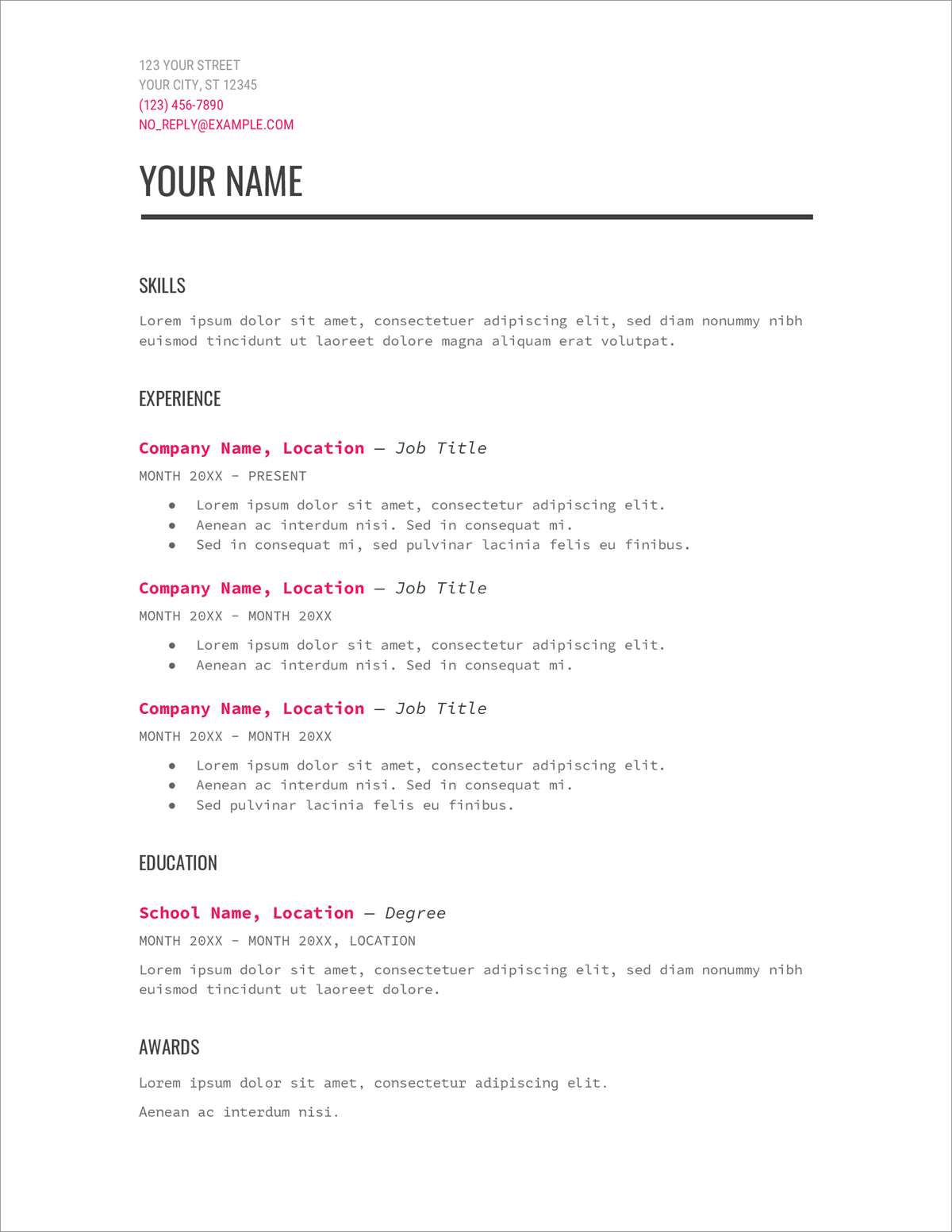 free CV templates