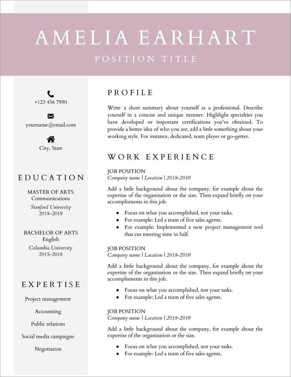 free download template modern resume