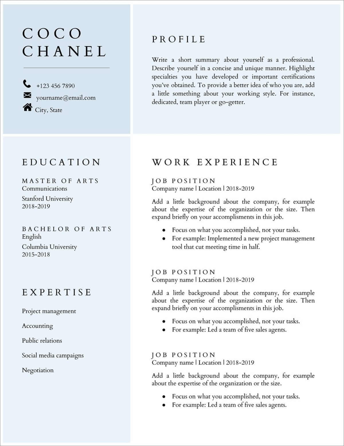 free resume template google docs download