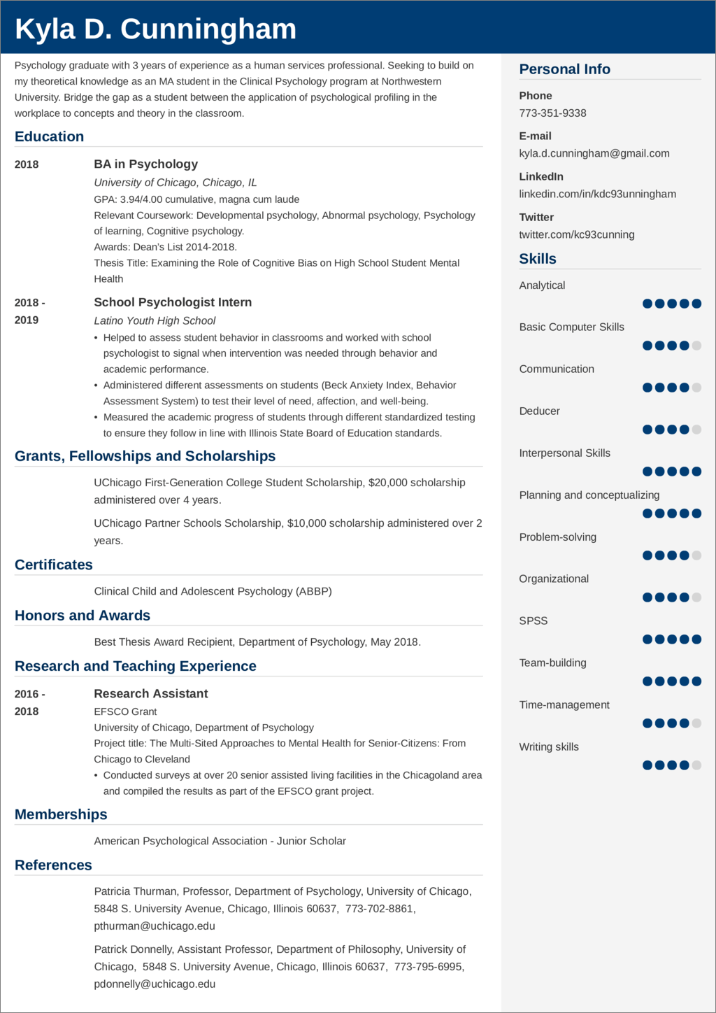 Resume for Graduate School Application (Examples, Template, CV)