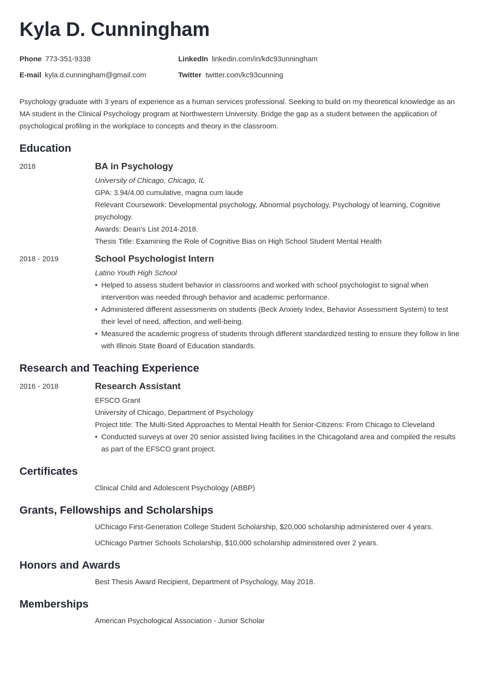 graduate school template minimo