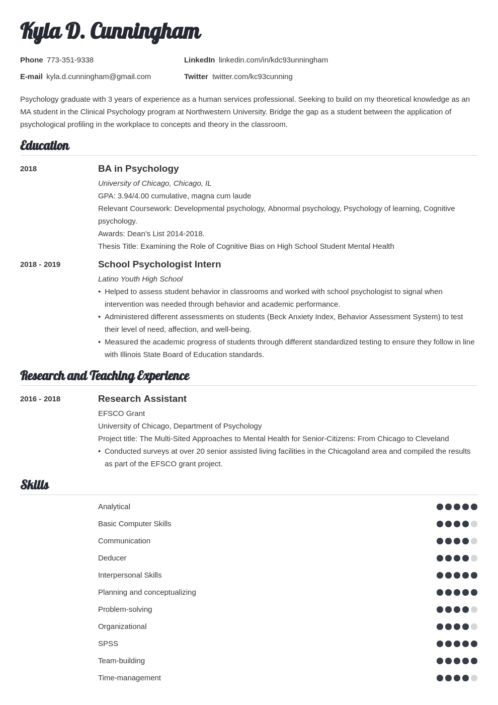 Resume for Graduate School Application (Examples, Template, CV)