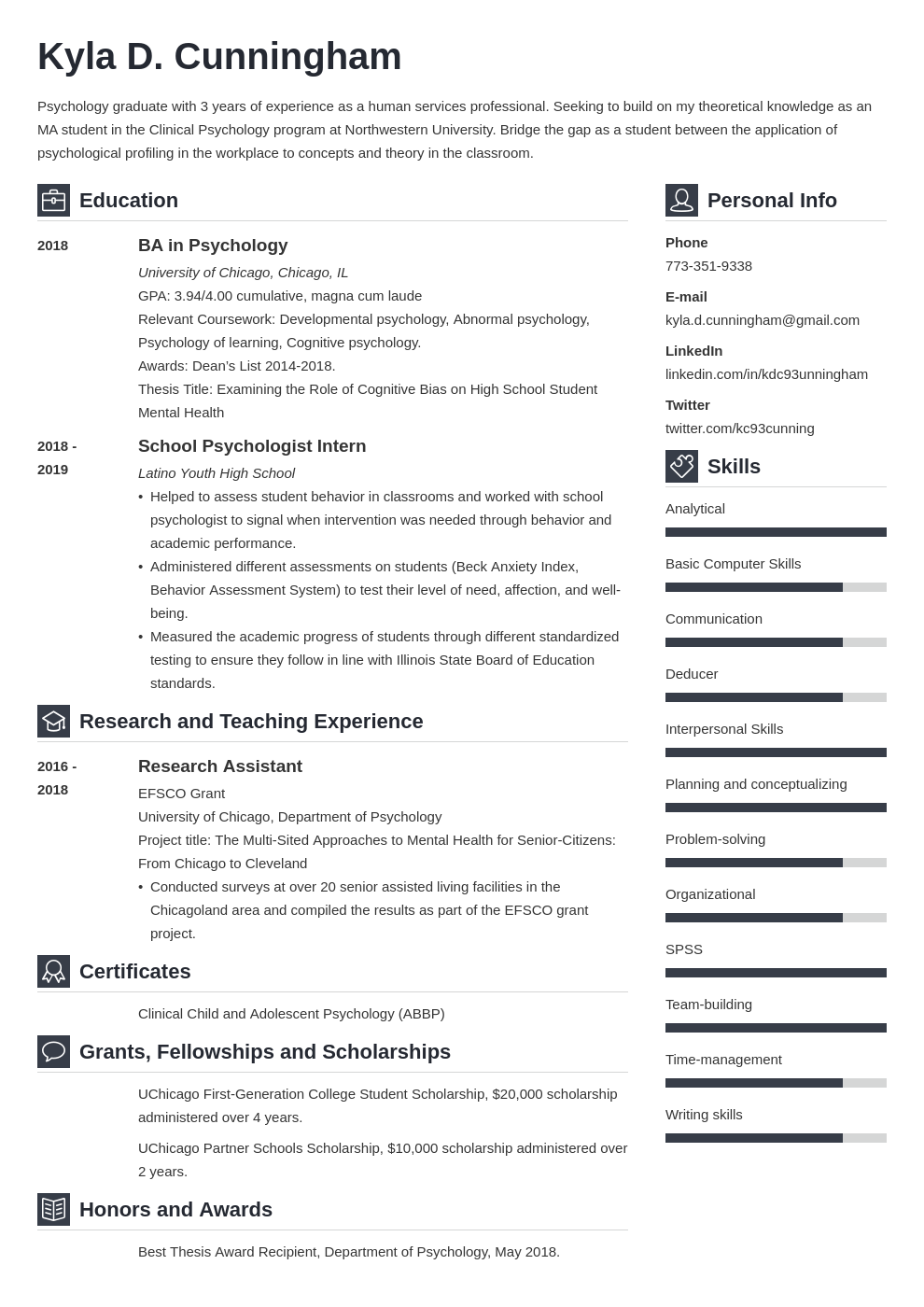 Resume for Graduate School Application (Examples, Template, CV)