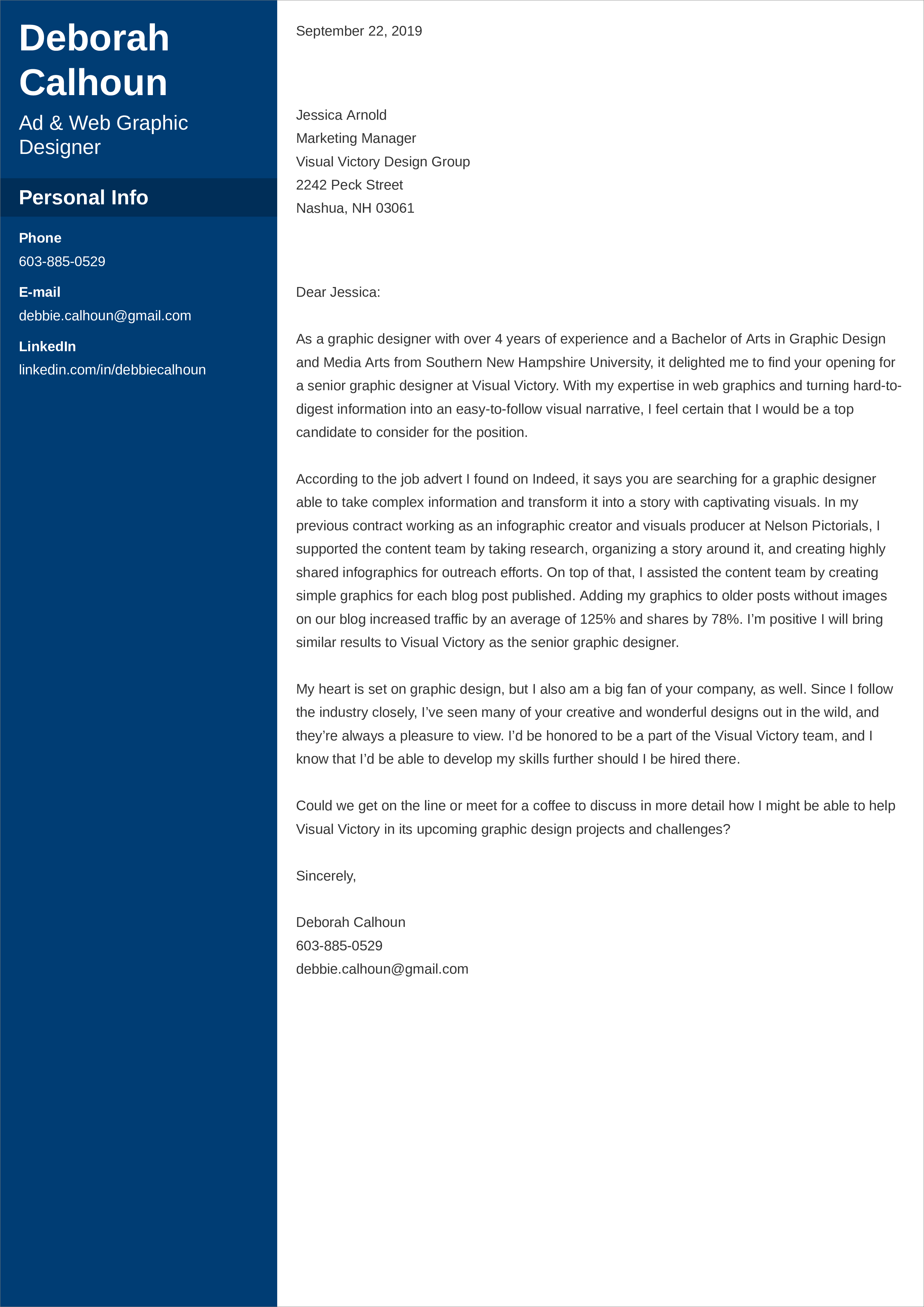cover letter with design