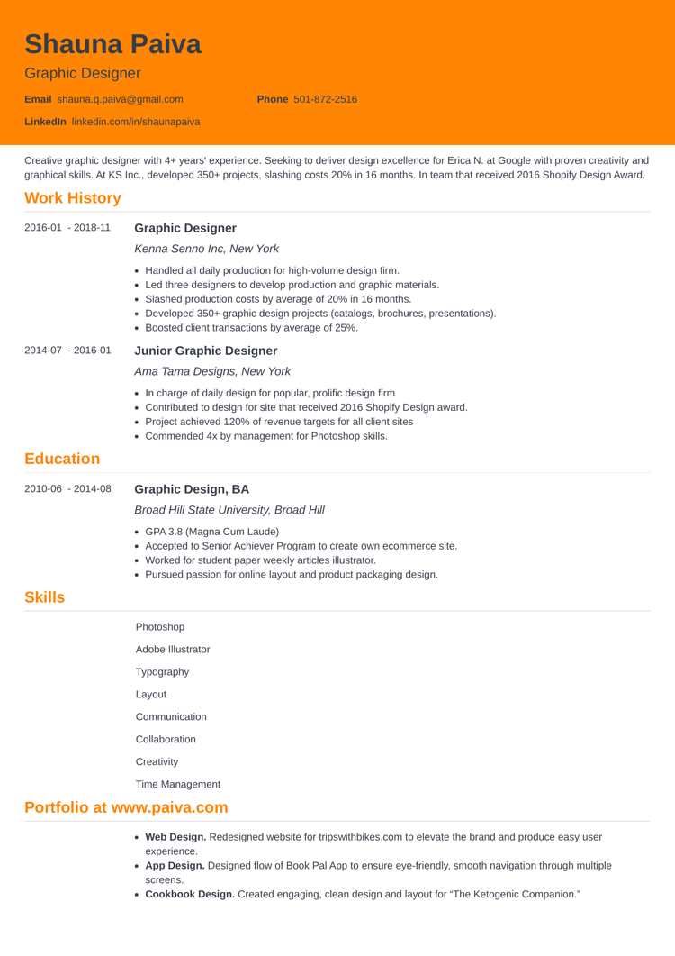 mid-level graphic designer resume example - influx template