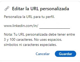 Editar URL personalizada - Currículum LinkedIn