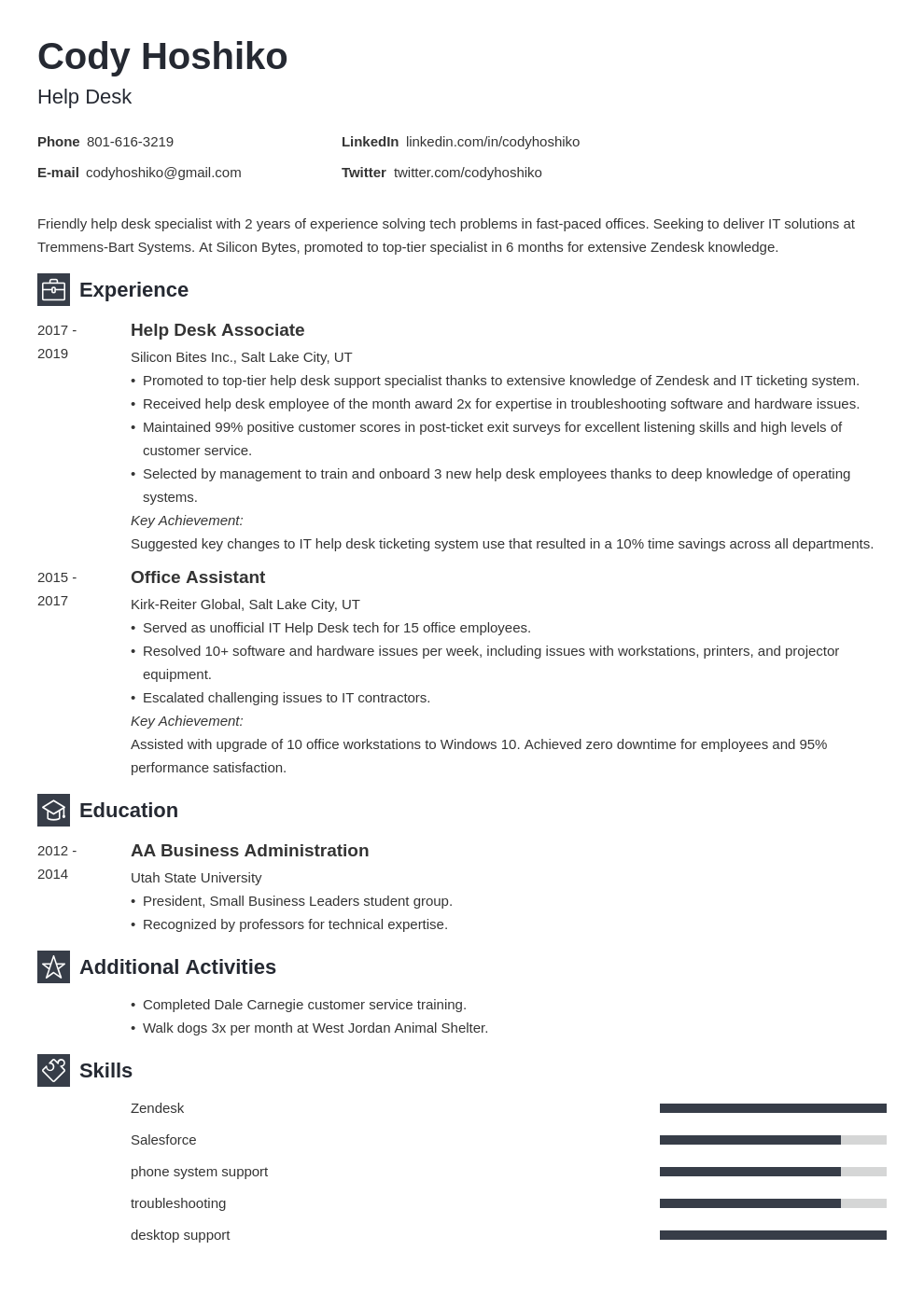 IT Help Desk Resume Examples And 25 Writing Tips
