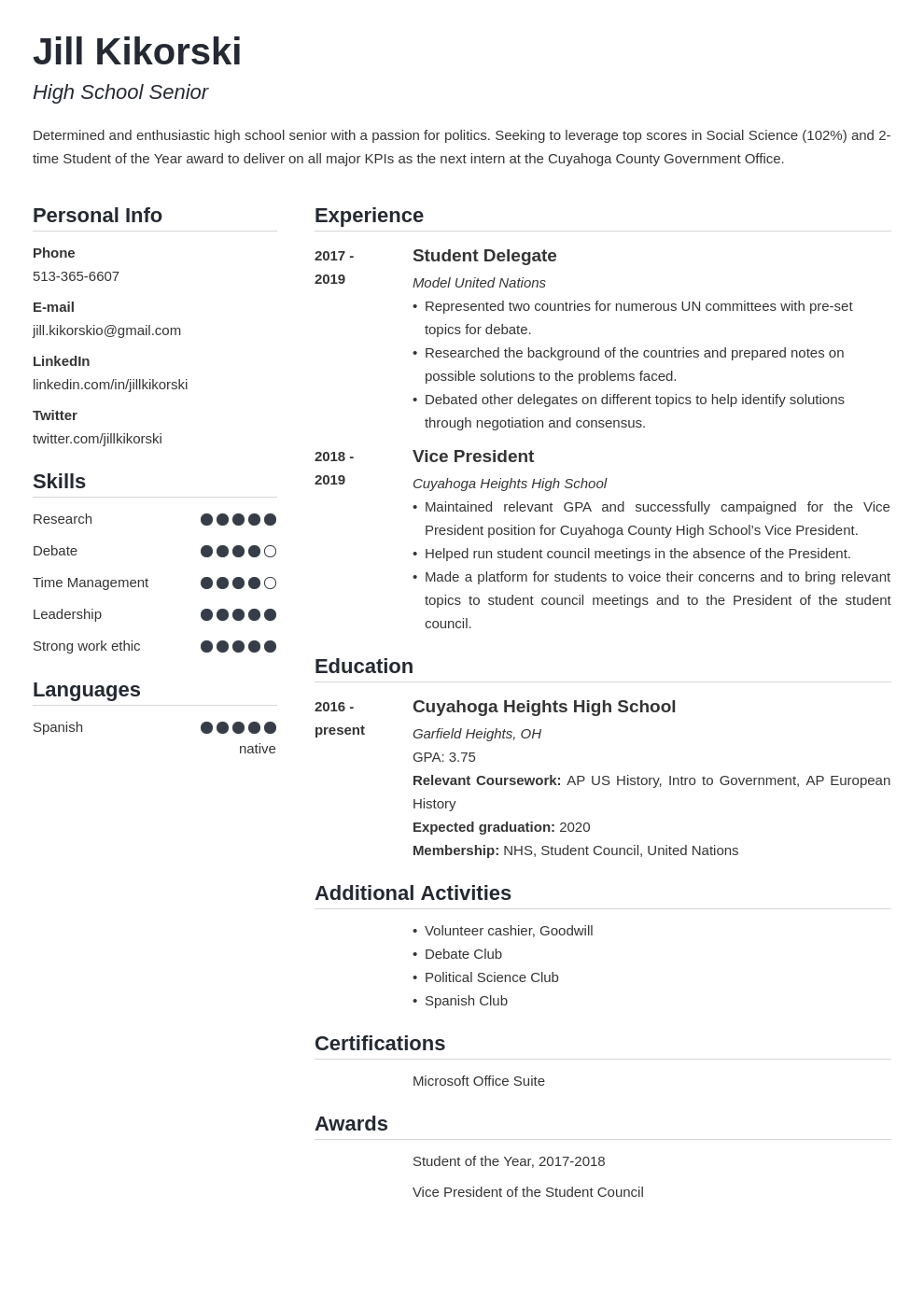 the best resume template high school