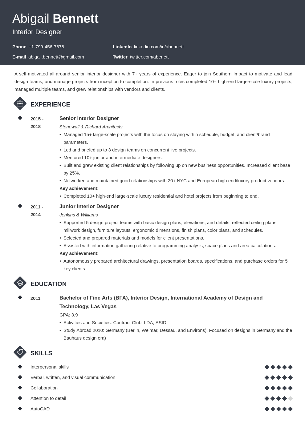 Interior Design Resume Examples And 25 Writing Tips