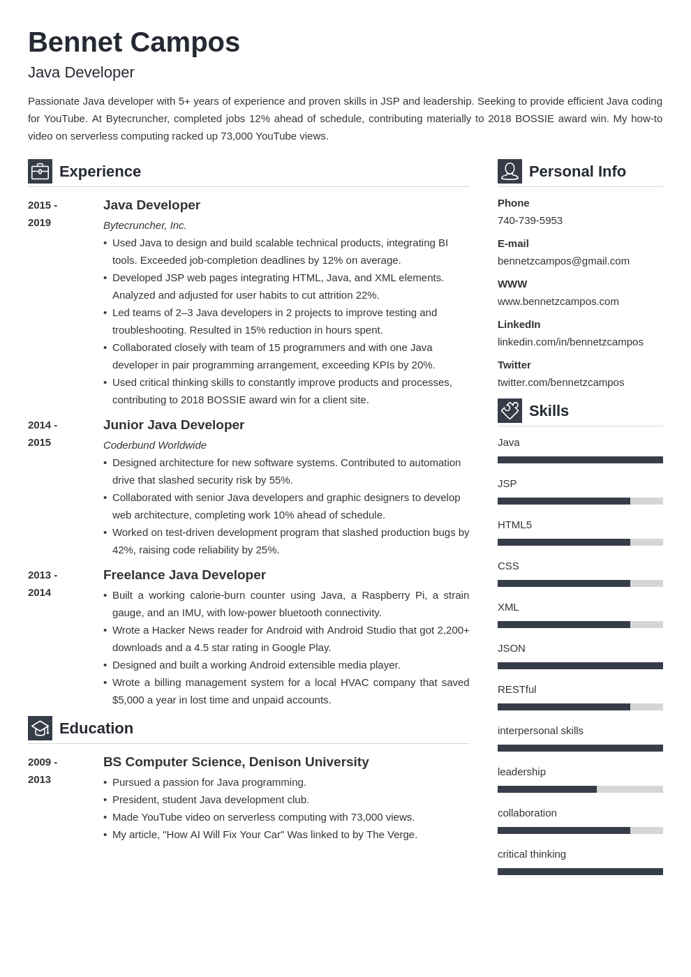 java developer template vibes uk