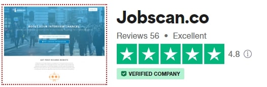 Jobscan customer review score on Trustpilot