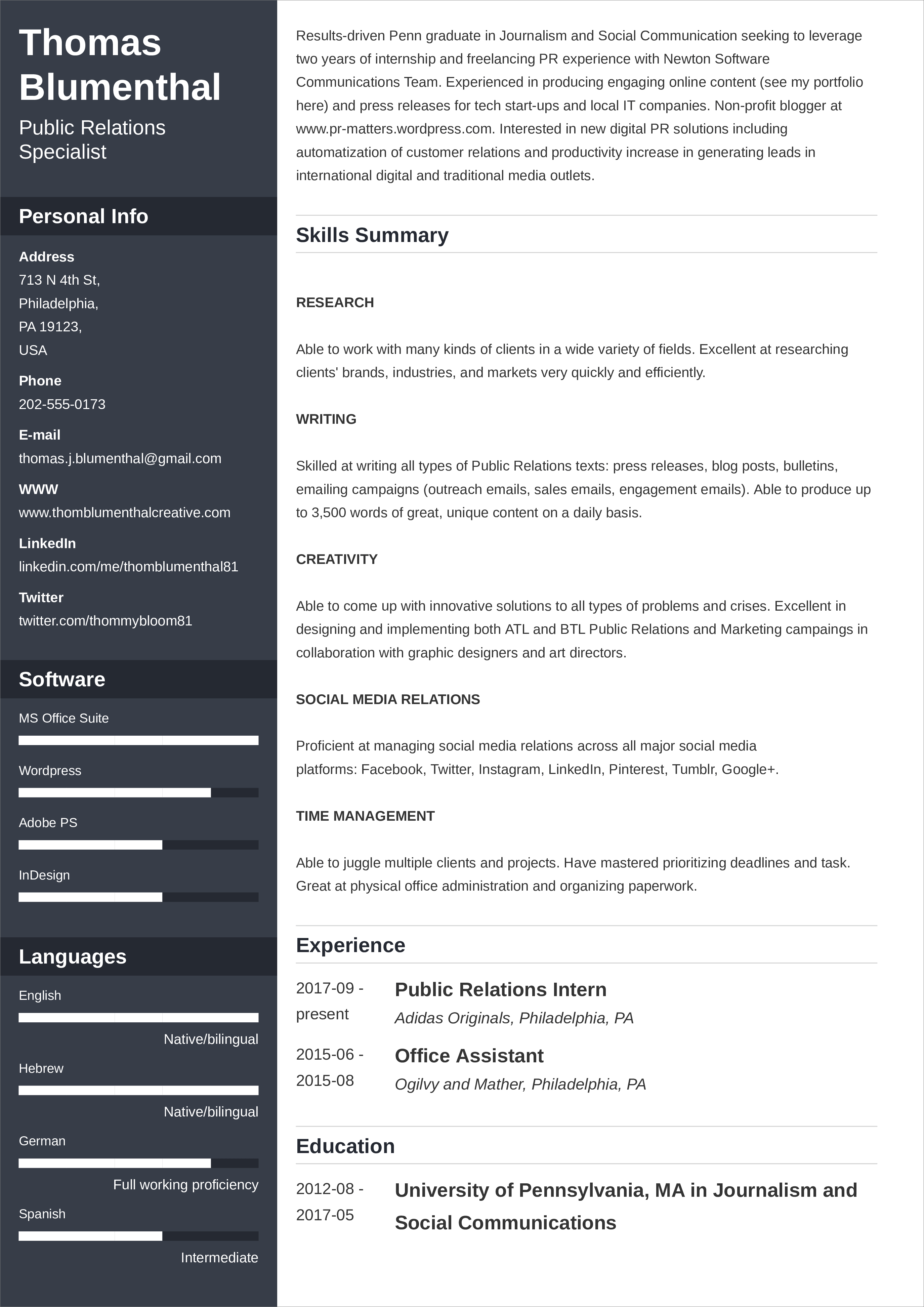 resume layout functional