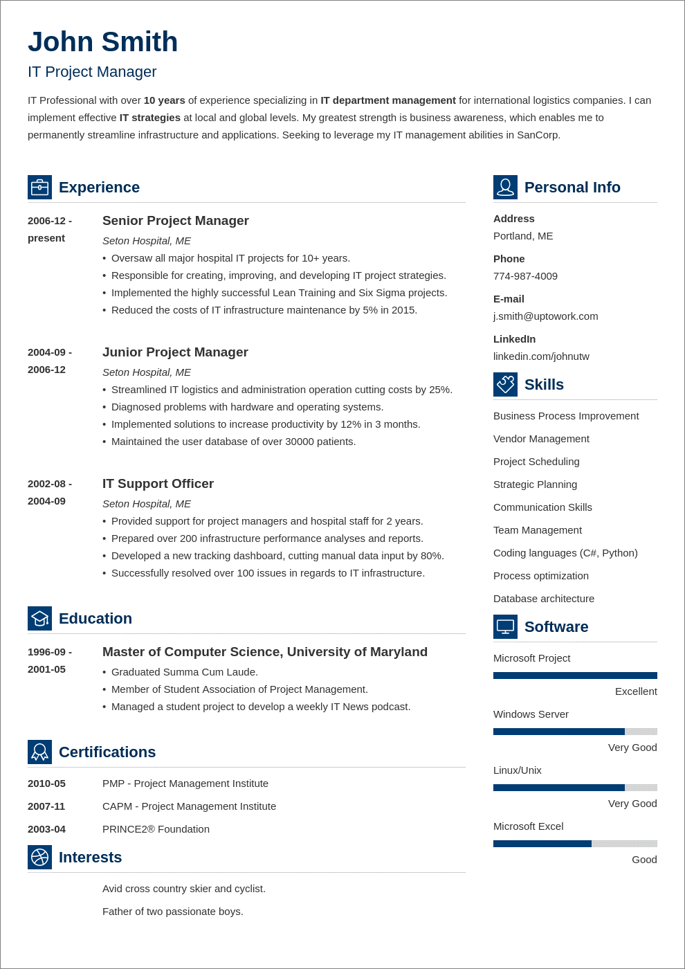 basic CV layout example