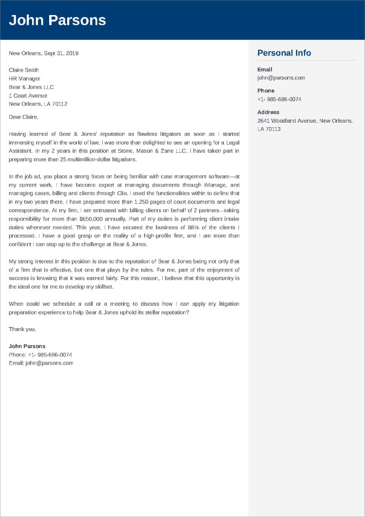 legal assistant cover letter uk