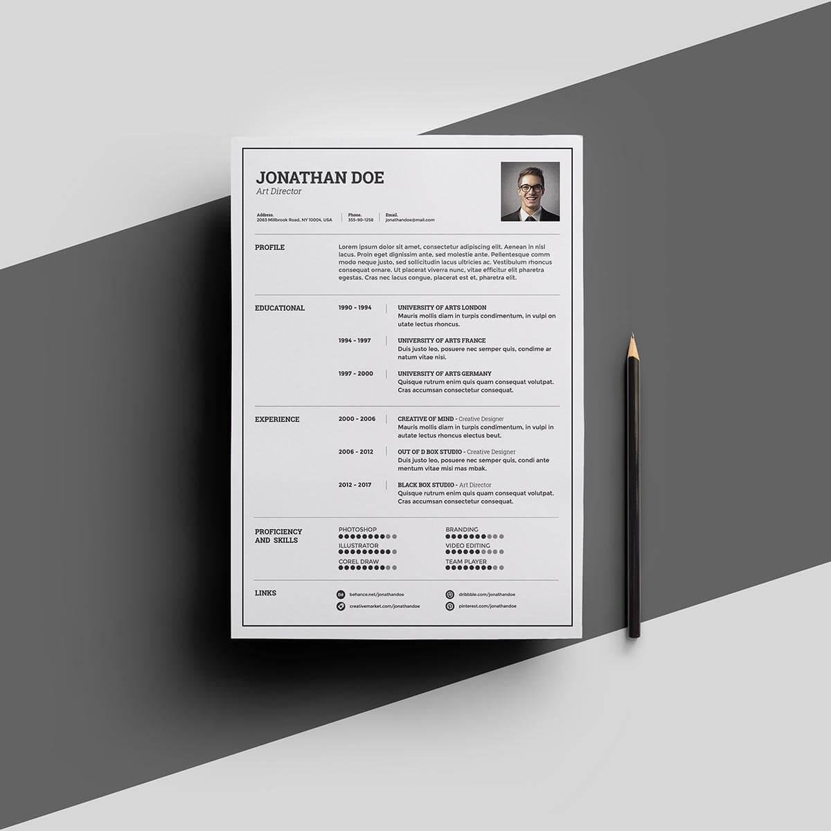 One Page Resume 20 Best Pages Resume Cv Templates Design Shack A 