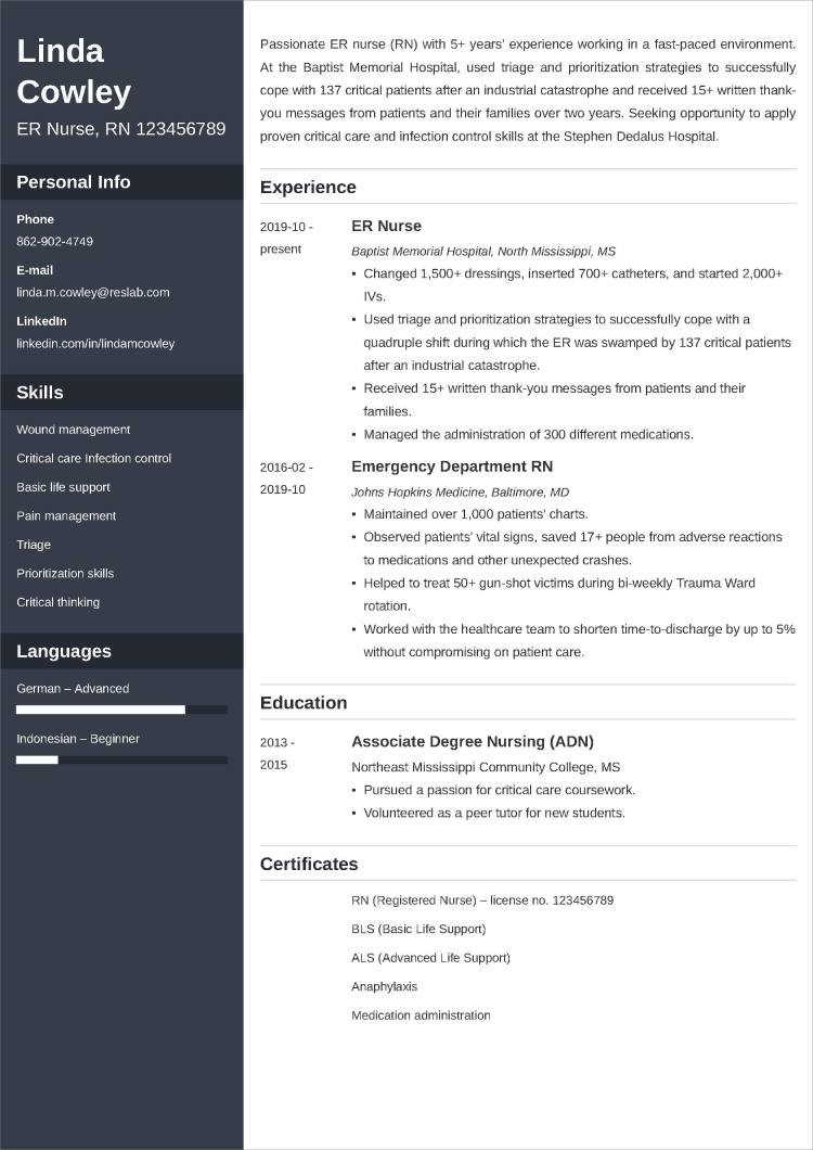 ER Emergency Room Nurse Resume Job Description 