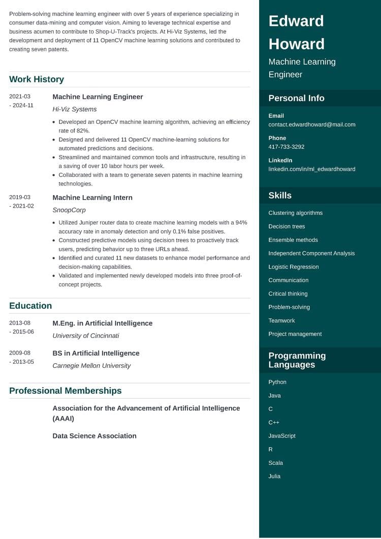 Resume sample made with ResumeLab's top online resume builder